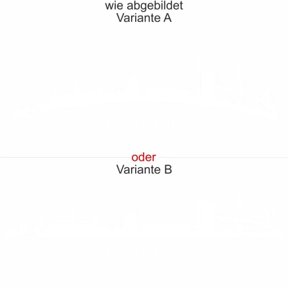 Wandtattoo mit Skyline von Hamburg - Ansicht Ausrichtung mit Farbauswahl und Variante