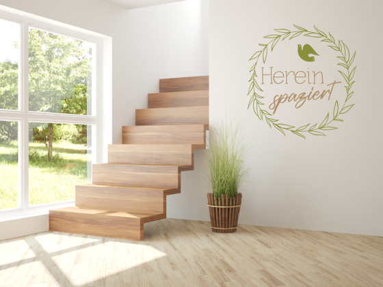 Preview: Wandtattoo Hereinspaziert im Blätterkranz Preview: Wandtattoo Hereinspaziert im Blätterkranz