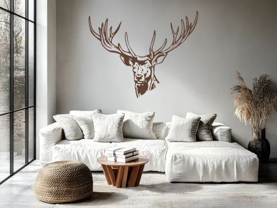 Wandtattoo mit rustikalem Hirschkopf
