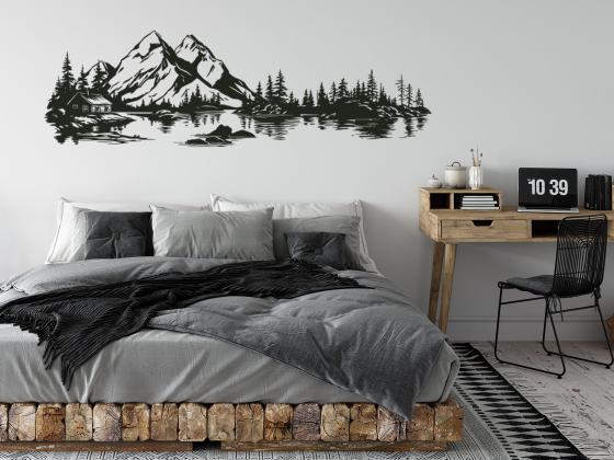 Preview: Wandtattoo Holzhütte am See