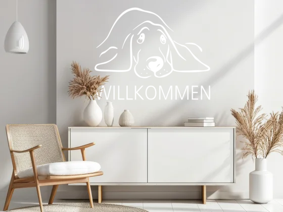 Wandtattoo Hund Willkommen