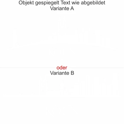 Wandtattoo mit Skyline von Köln - Ansicht Ausrichtung mit Farbauswahl und Variante