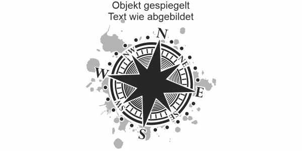 buntes Wandtattoo mit Kompass - Ansicht Ausrichtung