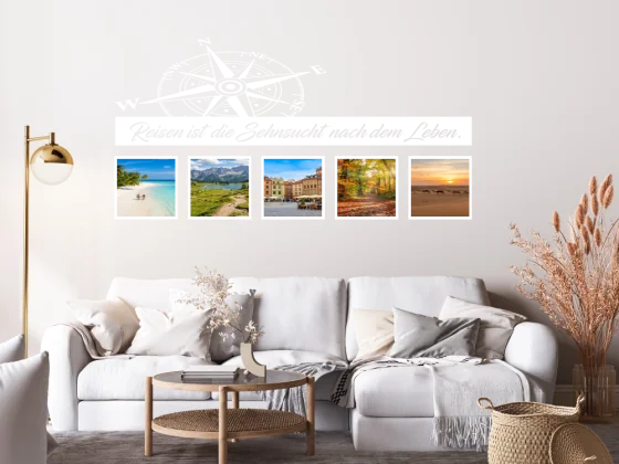 Wandtattoo Kompass mit Bilderrahmen