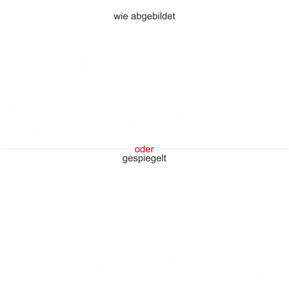 Preview: Wandtattoo Landschaft mit Bergen und See - Ansicht Ausrichtung und Farbauswahl