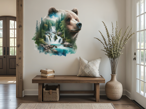 Preview: Wandtattoo Landschaftsdesign Bär