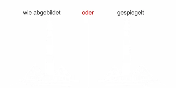 Wandtattoo mit Leuchtturm - Ansicht Ausrichtung und Farbauswahl