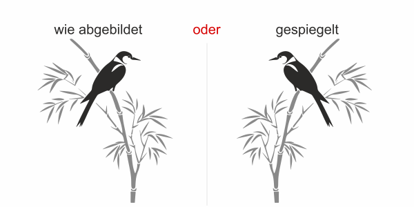 Wandtattoo Mehrfarbiger Bambuszweig mit Vogel - Ansicht Ausrichtung