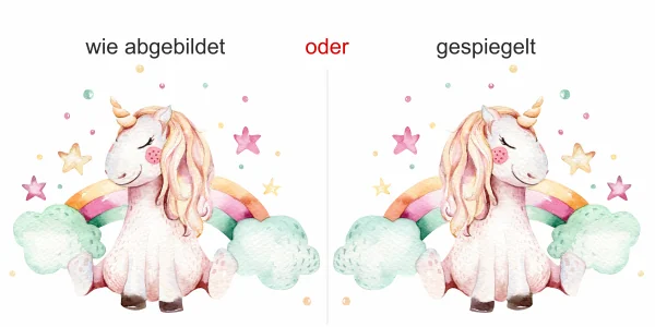 Wandtattoo mit niedlichem Einhorn für das Kinderzimmer - Ansicht Ausrichtung