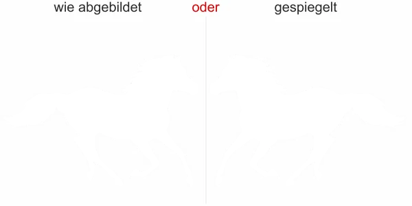 Wandtattoo mit Pferd - Ansicht Ausrichtung mit Farbauswahl