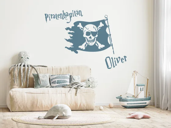 Wandtattoo Piratenkapitän mit Wunschnamen