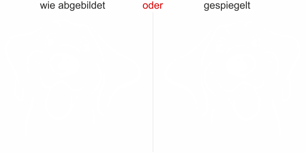 Preview: Wandtattoo mit putzigem Hund - Ansicht Ausrichtung mit Farbauswahl