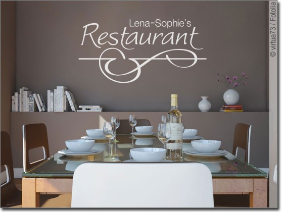 Preview: Wandtattoo Restaurant mit Wunschtext