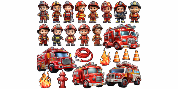Preview: Wandtattoo Set Kinder Feuerwehr Preview: Wandtattoo Set Kinder Feuerwehr