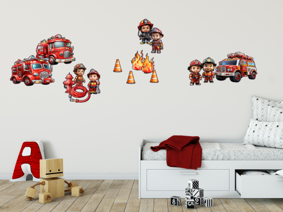 Preview: Wandtattoo Set Kinder Feuerwehr Preview: Wandtattoo Set Kinder Feuerwehr