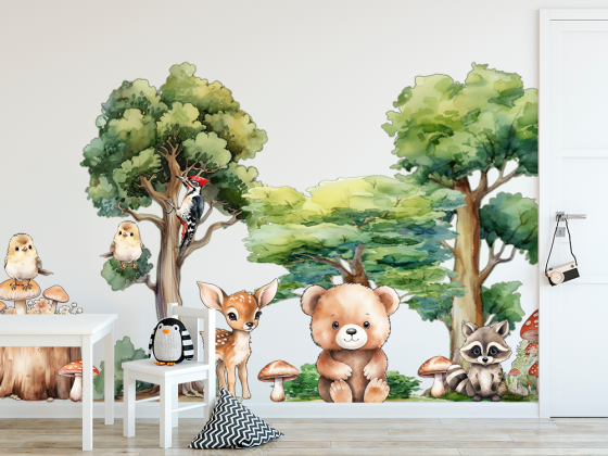 Preview: Wandtattoo Set Laubbäume und Tiere Preview: Wandtattoo Set Laubbäume und Tiere