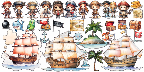 Preview: Wandtattoo Set Piraten der Karibik Preview: Wandtattoo Set Piraten der Karibik