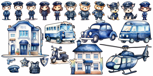 Preview: Wandtattoo Set Polizeistation Preview: Wandtattoo Set Polizeistation
