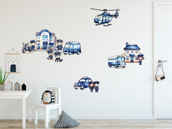 Preview: Wandtattoo Set Polizeistation Preview: Wandtattoo Set Polizeistation