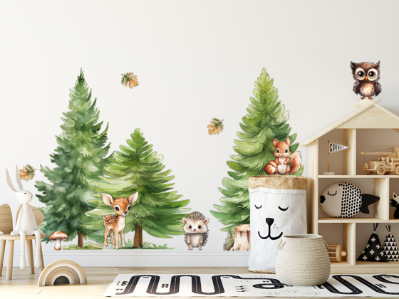 Preview: Wandtattoo Set Tannen und Tiere Preview: Wandtattoo Set Tannen und Tiere