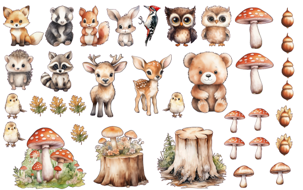 Preview: Wandtattoo Set Tiere des Waldes Preview: Wandtattoo Set Tiere des Waldes