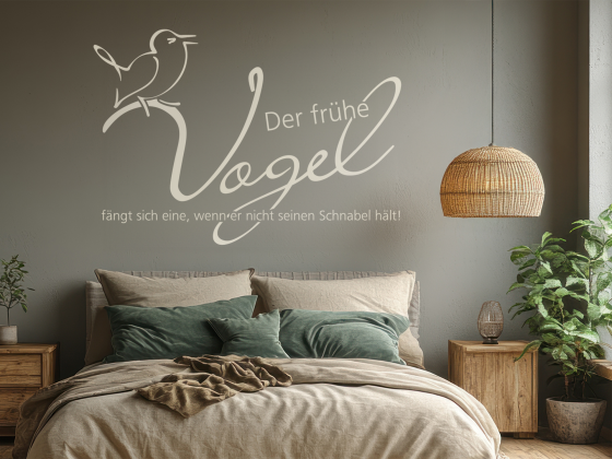Preview: Wandtattoo Spruch Der frühe Vogel