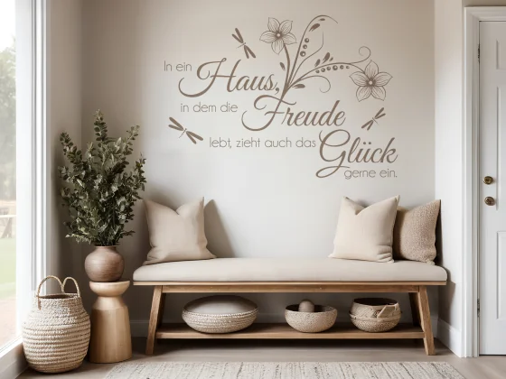Aufkleber für die Wand mit Spruch in ein Haus