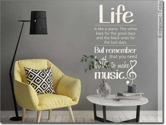 Wandtattoo mit Spruch Life is like a piano
