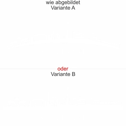 Wandtattoo mit Skyline von Stuttgart - Ansicht Ausrichtung mit Farbauswahl und Variante