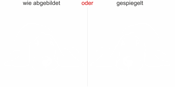 Preview: Aufkleber für die Wand mit süßem Hund - Ansicht Ausrichtung mit Farbauswahl