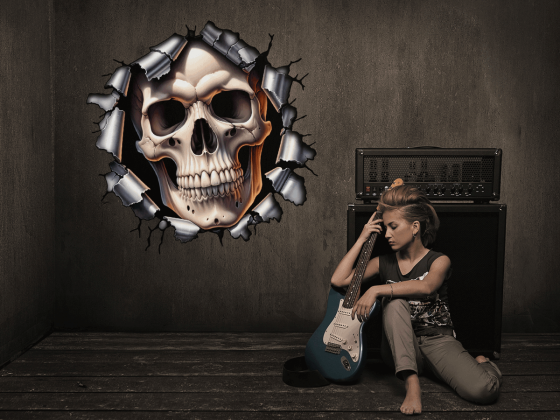Preview: Wandtattoo Totenkopf in der Wand Preview: Wandtattoo Totenkopf in der Wand