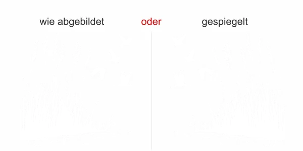 Wandtattoo Ufergräser und Störche - Ansicht Ausrichtung mit Farbauswahl