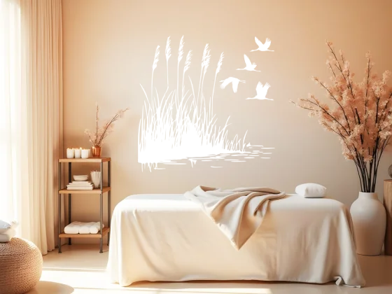 Wandtattoo Ufergräser und Störche - Ansicht Farbauswahl