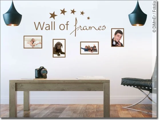 Wandtattoo Wall of frames mit selbstklebenden Fotorahmen