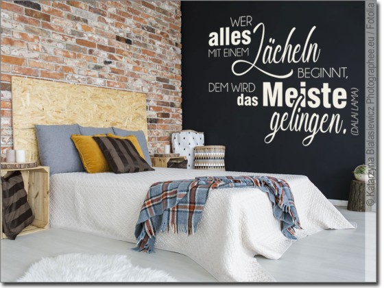 Preview: Wandspruch Wer alles mit einem Lächeln