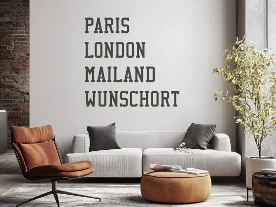 Aufkleber für die Wand mit Wunschort