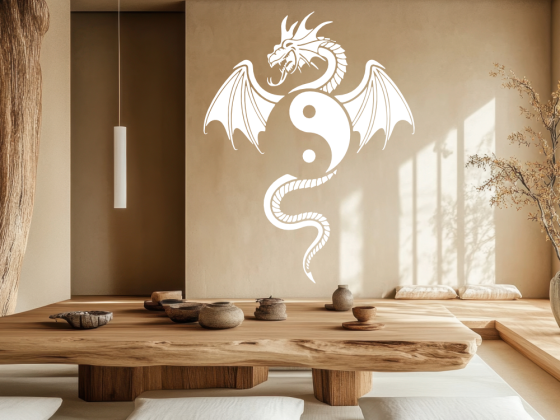 Preview: Wandtattoo Yin-Yang Drache