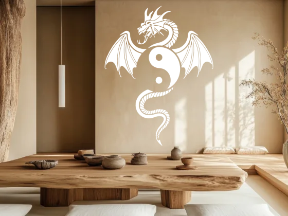 Wandtattoo Yin-Yang Drache