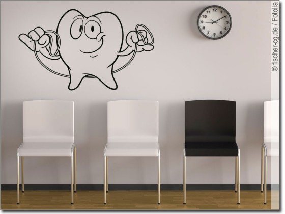 Preview: Wandtattoo Zahn mit Zahnseide