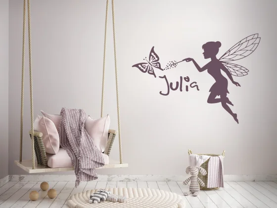Wandtattoo mit Zauber-Fee und Wunschtext