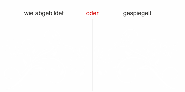 Preview: Wandtattoo mit Zauberornament - Ansicht Ausrichtung und Farbauswahl