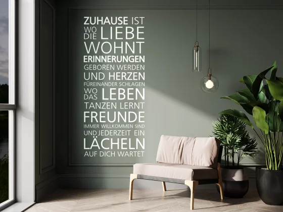 Spruch Zuhause ist als Wandtattoo