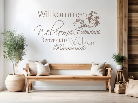 Wandtattoo Wortwolke Willkommen