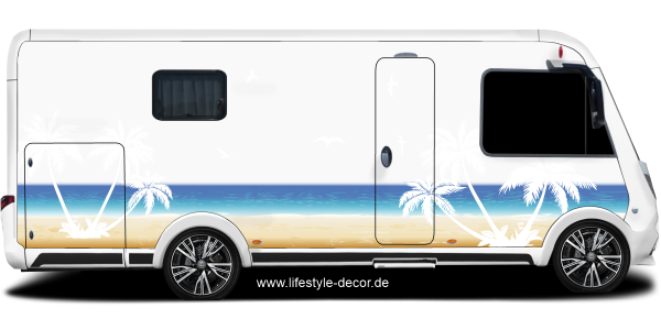 Preview: Wohnmobil Aufkleber Strand und Palmen Preview: Wohnmobil Aufkleber Strand und Palmen
