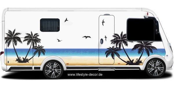 Preview: Wohnmobil Aufkleber Strand und Palmen Preview: Wohnmobil Aufkleber Strand und Palmen