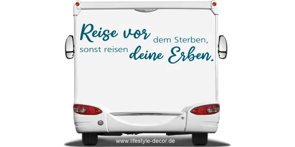 Wohnmobilaufkleber Reise vor dem Sterben