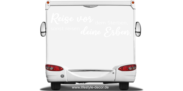 Preview: Wohnmobilaufkleber Reise vor dem Sterben Preview: Wohnmobilaufkleber Reise vor dem Sterben
