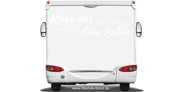 Wohnmobilaufkleber Reise vor dem Sterben