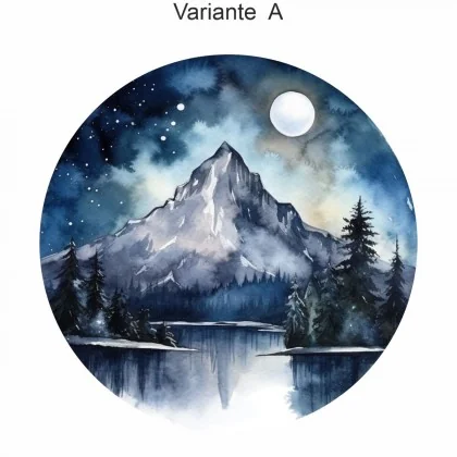 Aquarelles Alpenpanorama bei Nacht (in 3 Varianten erhältlich)