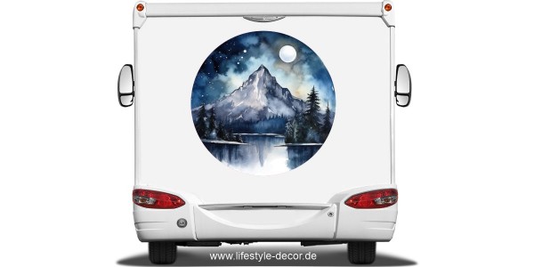 Preview: Aquarelles Alpenpanorama bei Nacht (in 3 Varianten erhältlich)